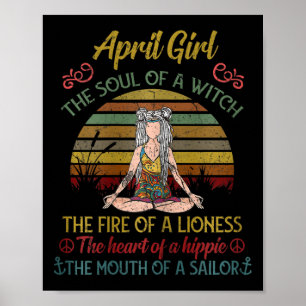 Womens April Girl Witch Soul Cute Vintage Birthday Poster