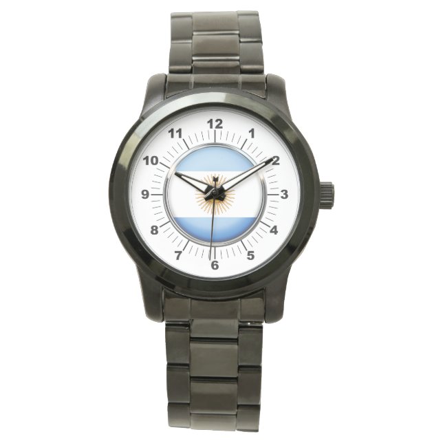 Women's Argentina Flag Oversized Black Watch (Front)