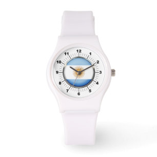 Women's Argentina Flag Sporty White Silicon Watch