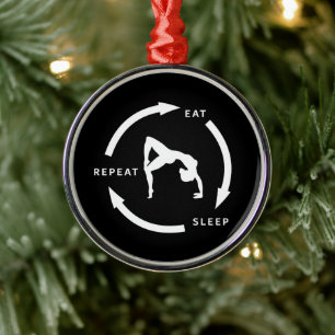 Women's Artistic Gymnastics Eat Sleep Repeat Sport Metal Ornament