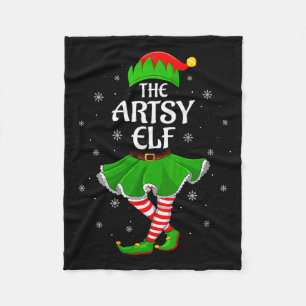 Womens Artsy Elf Christmas Family Girls Women Elf Fleece Blanket