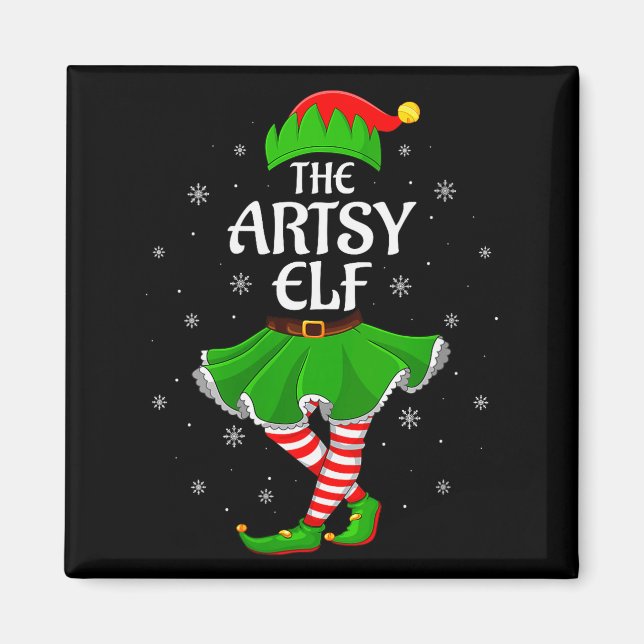 Womens Artsy Elf Christmas Family Girls Women Elf  Magnet (Front)