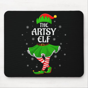 Womens Artsy Elf Christmas Family Girls Women Elf  Mouse Pad