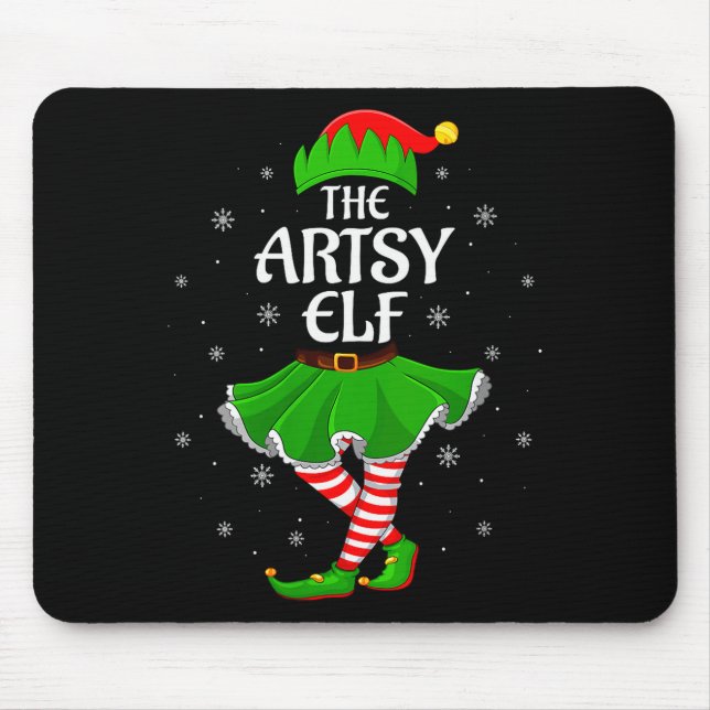 Womens Artsy Elf Christmas Family Girls Women Elf  Mouse Pad (Front)