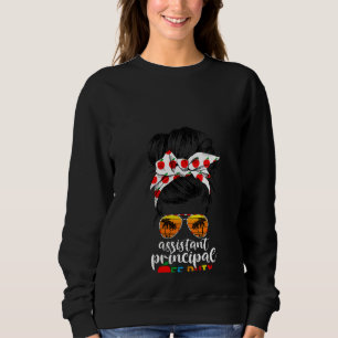 Womens Assistant Principal Off Duty Messy Hair Bun Sweatshirt