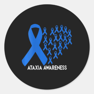 Womens Ataxia Awareness blue ribbon Gift V-Neck T- Classic Round Sticker