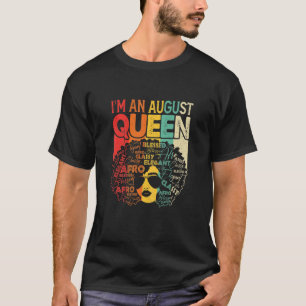 Womens August Birthday Women Black African Queen J T-Shirt