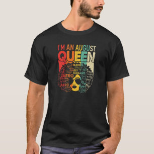 Womens August Birthday Women Black African Queen J T-Shirt