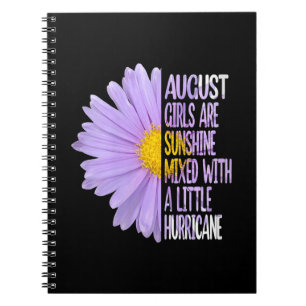 Womens August Birthday Womens Gift Funny Daisy Notebook