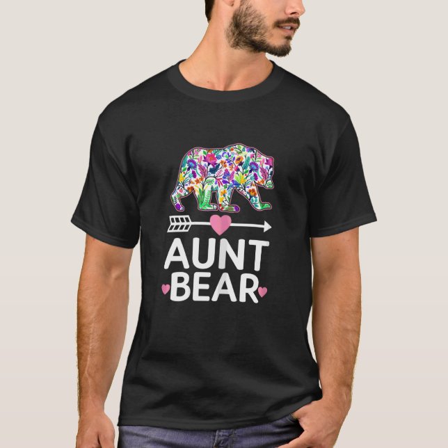 Womens  Aunt Bear Mothers Day Floral Matching Fami T-Shirt (Front)