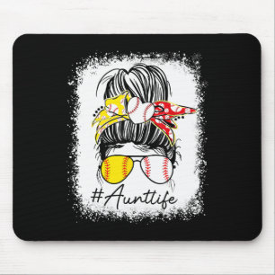 Womens Aunt Life Softll Sell Mothers Day Messy Bun Mouse Pad