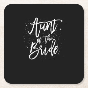 womens aunt of  bride simple bridal shower wedding square paper coaster