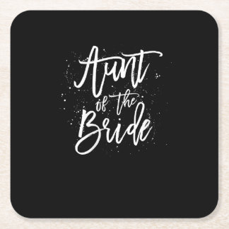 womens aunt of  bride simple bridal shower wedding square paper coaster