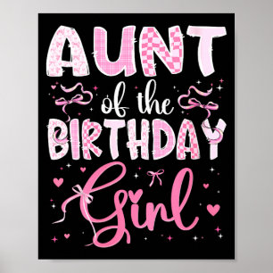 Women's aunt of the birthday girl matching pink poster