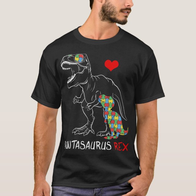 Womens Auntasaurus Auntie Rex Autism Awareness Mot T-Shirt (Front)