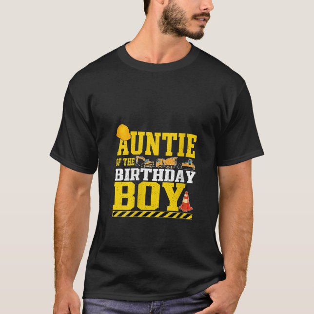 Womens Auntie Of The Birthday Boy Construction Wor T-Shirt (Front)