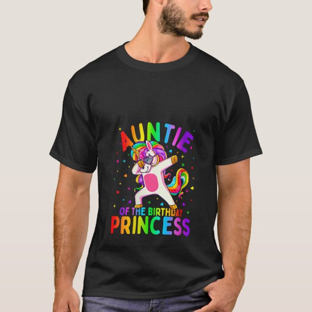 Womens Auntie of the Birthday Princess Girl Dabbin T-Shirt (Front)
