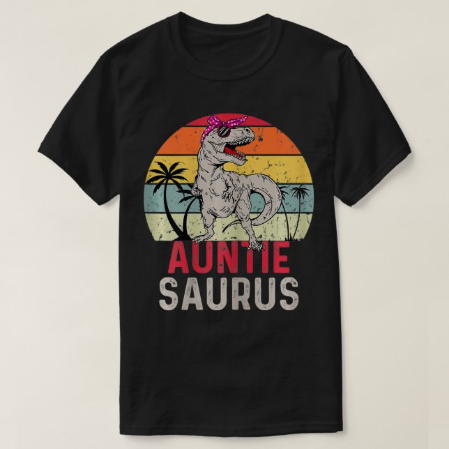 Womens Auntiesaurus Dinosaur Family Matching Vinta T-Shirt (Design Front)