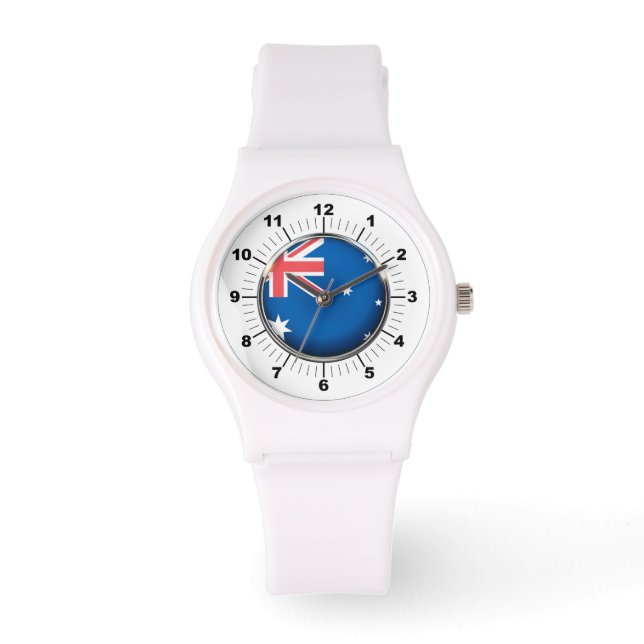 Women's Australia Flag Sporty White Silicon Watch (Front)