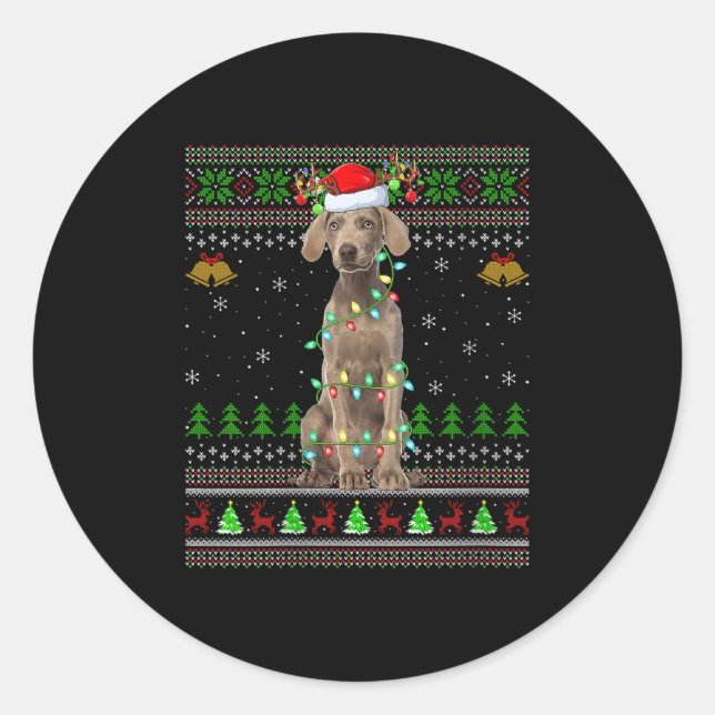 Womens Australian Cattle Dog Ugly Christmas Sweate Classic Round Sticker (Front)