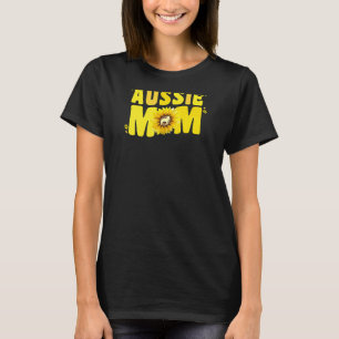 Womens Australian Shepherd Mum Sunflower Aussie Mo T-Shirt