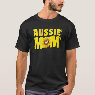 Womens Australian Shepherd Mum Sunflower Aussie Mo T-Shirt