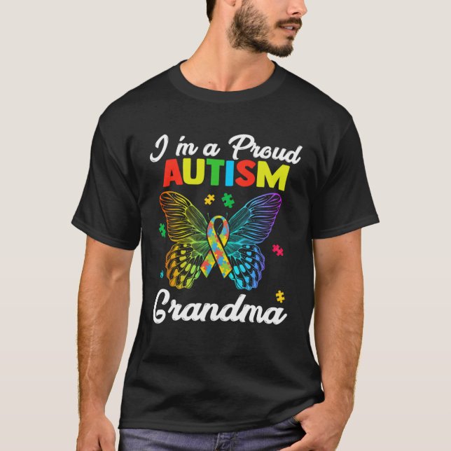 Womens Autism Awareness Butterfly I m A Proud Auti T-Shirt (Front)