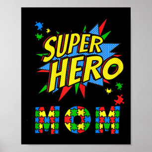 Womens Autism Awareness For Super Hero Mum Blue Ap Poster