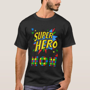 Womens Autism Awareness For Super Hero Mum Blue Ap T-Shirt