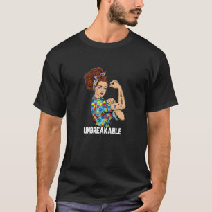 Womens Autism Mom Unbreakable Rosie The Riveter St T-Shirt
