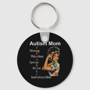 Womens Autism Mum African Unbreakable Autism Aware Key Ring