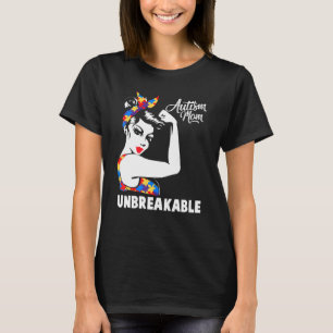 Womens Autism Mum Unbreakable Autism Awareness Da T-Shirt
