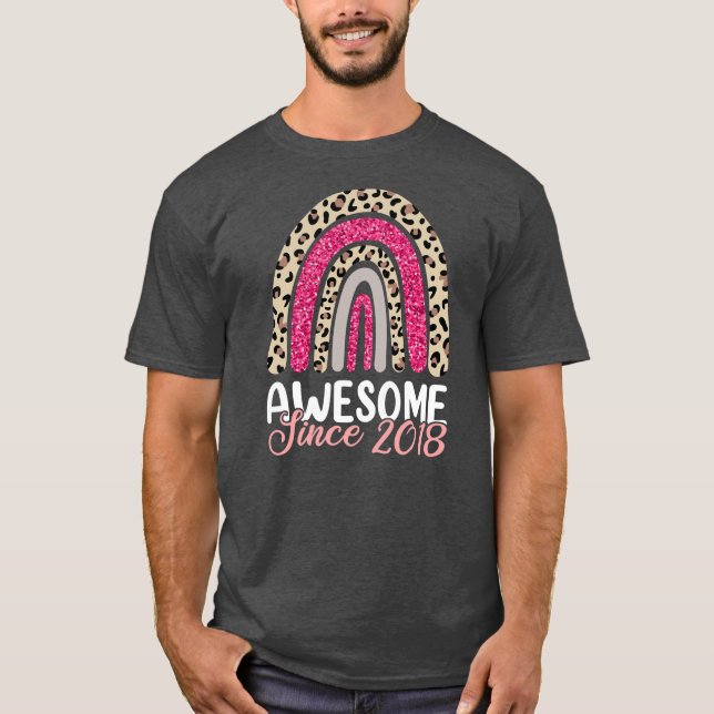 Womens Awesome Since 2018 Rainbow s 4th Birthday  T-Shirt (Front)