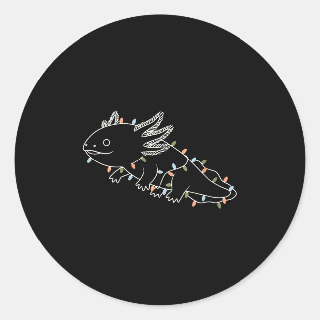 Womens Axolotl Tree Merry Christmas Funny Ugly Chr Classic Round Sticker (Front)