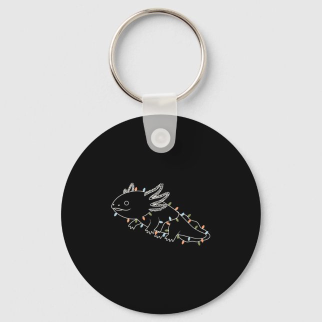 Womens Axolotl Tree Merry Christmas Funny Ugly Chr Key Ring (Front)
