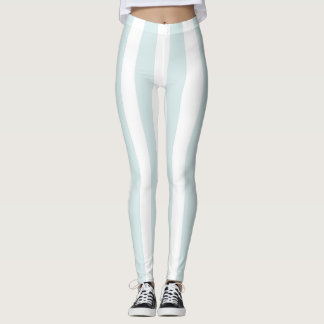 Women's Baby Blue and White Stripe Leggings