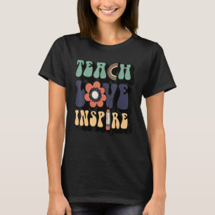 Womens Back To School Teach Love Inspire Retro Tea T-Shirt