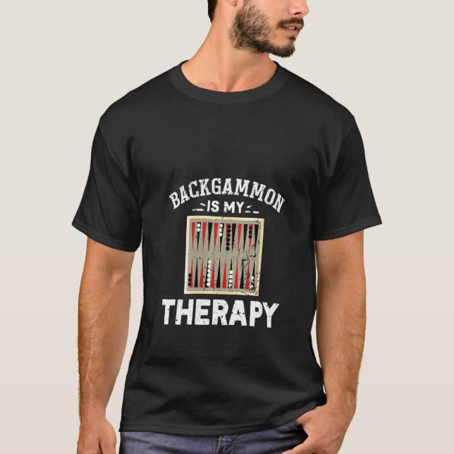 Womens Backgammon Is My Therapy Funny Backgammon M T-Shirt (Front)