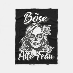 Womens Backprint Evil Old Woman Black Humour And Fleece Blanket