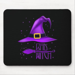 Women's bad witch halloween shirt for women cute mouse pad