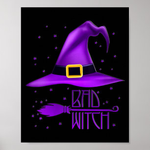 Women's bad witch halloween shirt for women cute poster