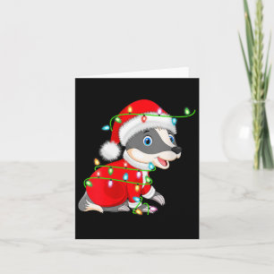 Womens Badger Christmas Lights Santa Costume Cute Card