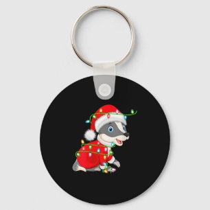 Womens Badger Christmas Lights Santa Costume Cute Key Ring