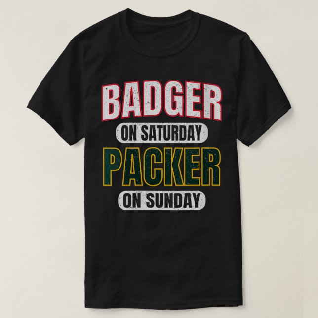 Womens Badger on Saturday Packer on Sunday Funny G T-Shirt (Design Front)