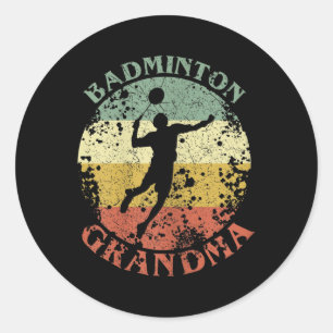 Womens Badminton Grandma Distressed Vintage Badmin Classic Round Sticker