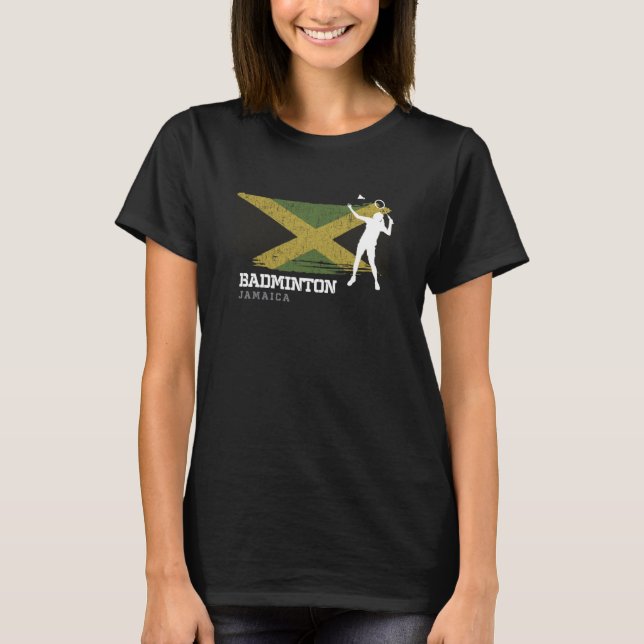 Womens Badminton Jamaica Net Games Player Badminto T-Shirt (Front)