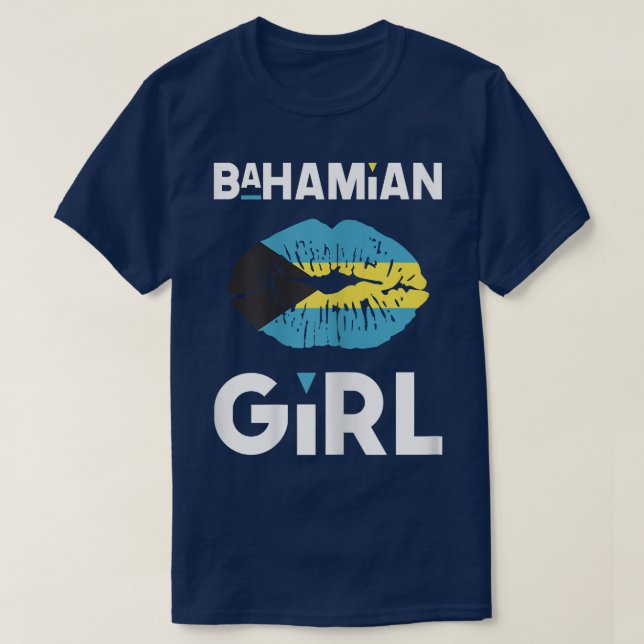 Womens Bahamian Girl  Bahamian Flag Lips Caribbean T-Shirt (Design Front)