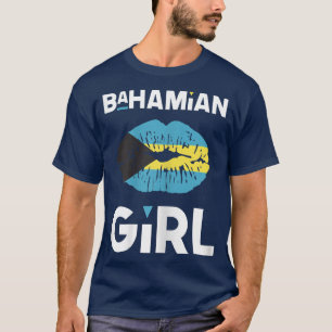 Womens Bahamian Girl  Bahamian Flag Lips Caribbean T-Shirt