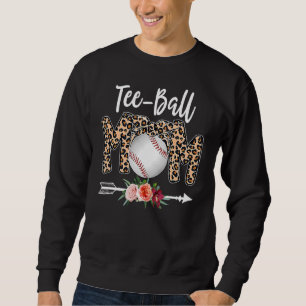 Womens Ball Mum Mother's Day Teeball Mum Leopard Sweatshirt