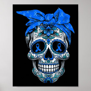 Womens Bandanna Sugar Skull Diabetes Awareness Poster